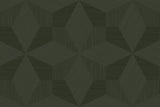 Turku geometric wallpaper in sage green with dimensional cube pattern