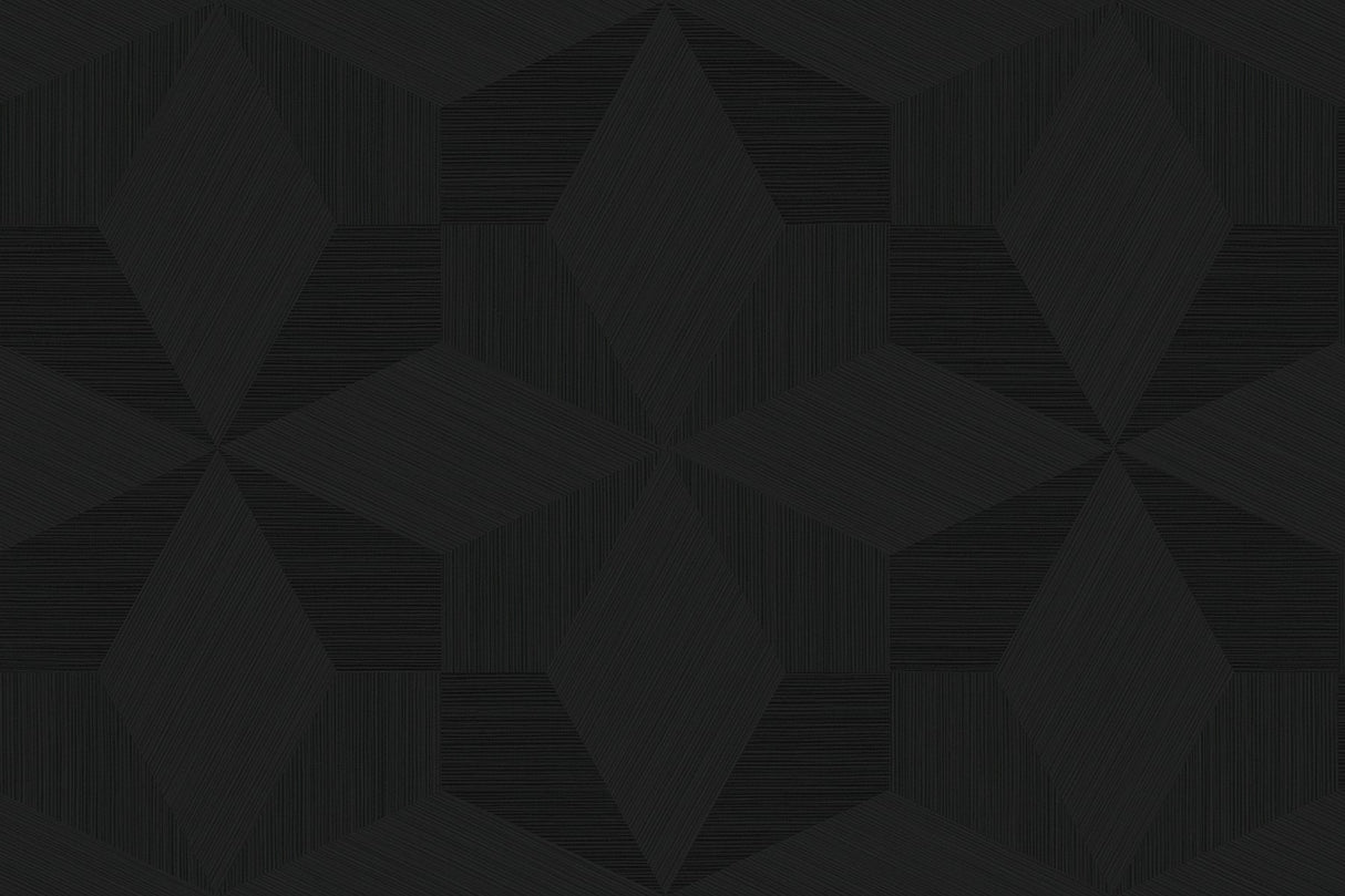 Turku Night geometric matte black vinyl wallpaper pattern sample