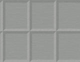 Gray geometric framed-square pattern wallpaper sample in Seabrook Designs Oulu, color Icy Path