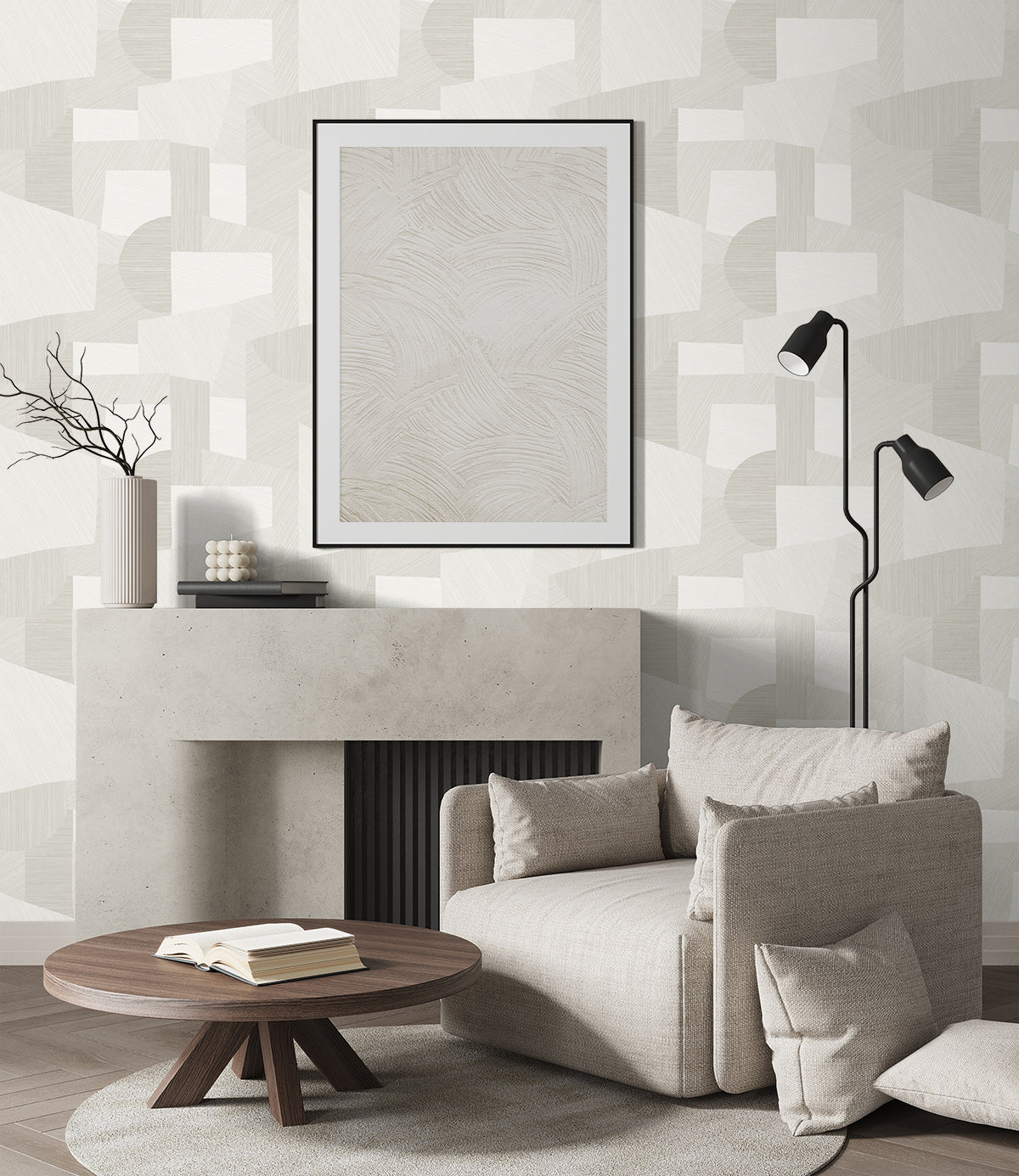 Lahti Cappuccino by A Lot More Textures Geometric Matte Vinyl Wallpaper – Seabrook Designs CP91005