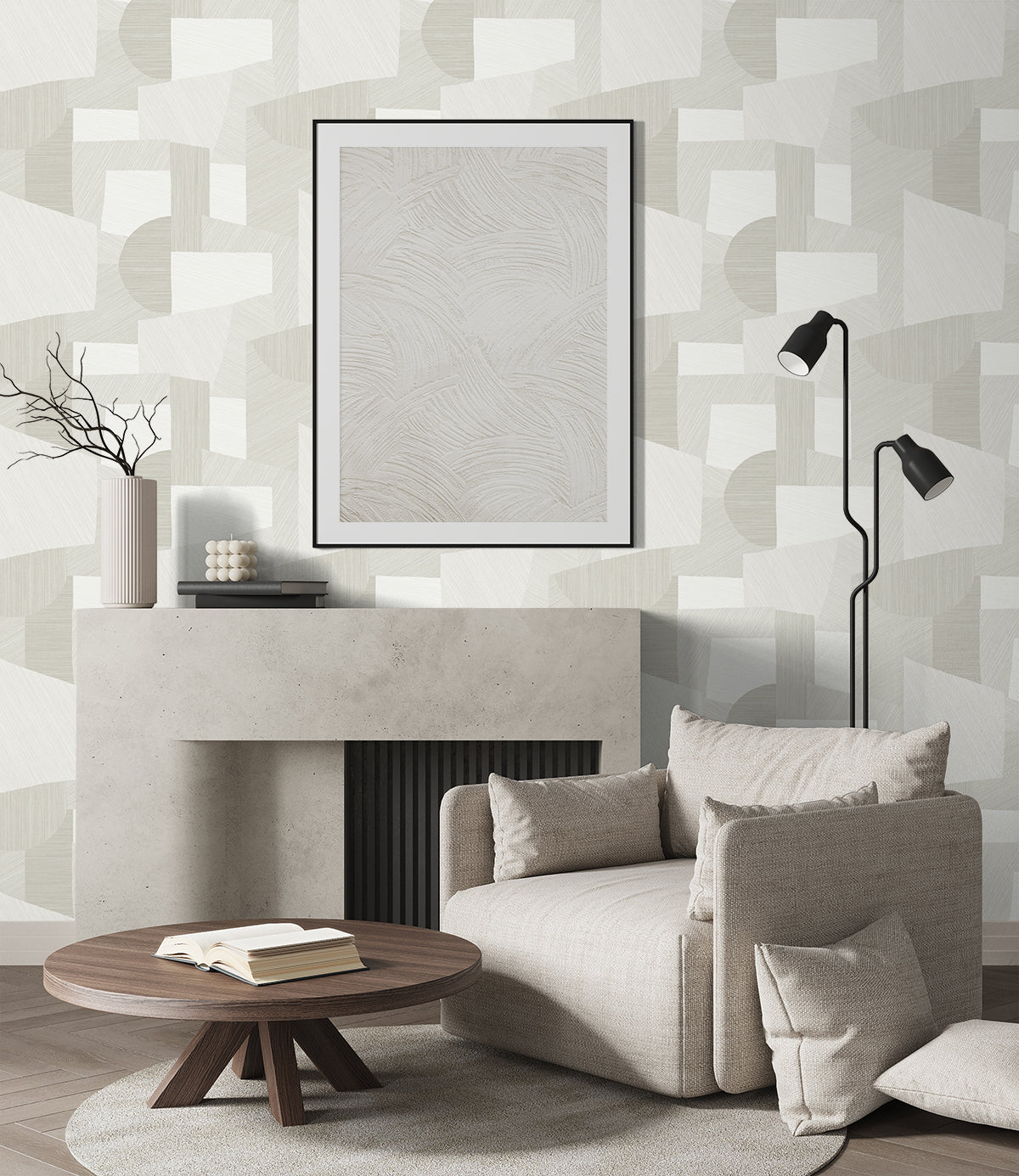 Lahti Arctic White by A Lot More Textures Geometric Vinyl Wallpaper – Seabrook Designs CP91010