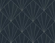 Mikkeli geometric fan pattern wallpaper in Ink Wash blue