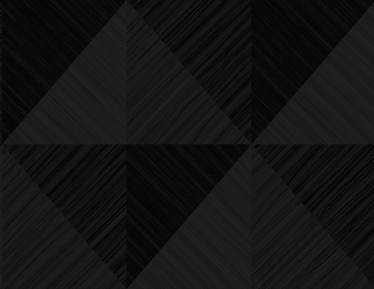 Kerava Nightfall geometric black matte vinyl wallpaper with a half-drop repeat.