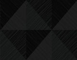 Kerava Nightfall geometric black matte vinyl wallpaper with a half-drop repeat.