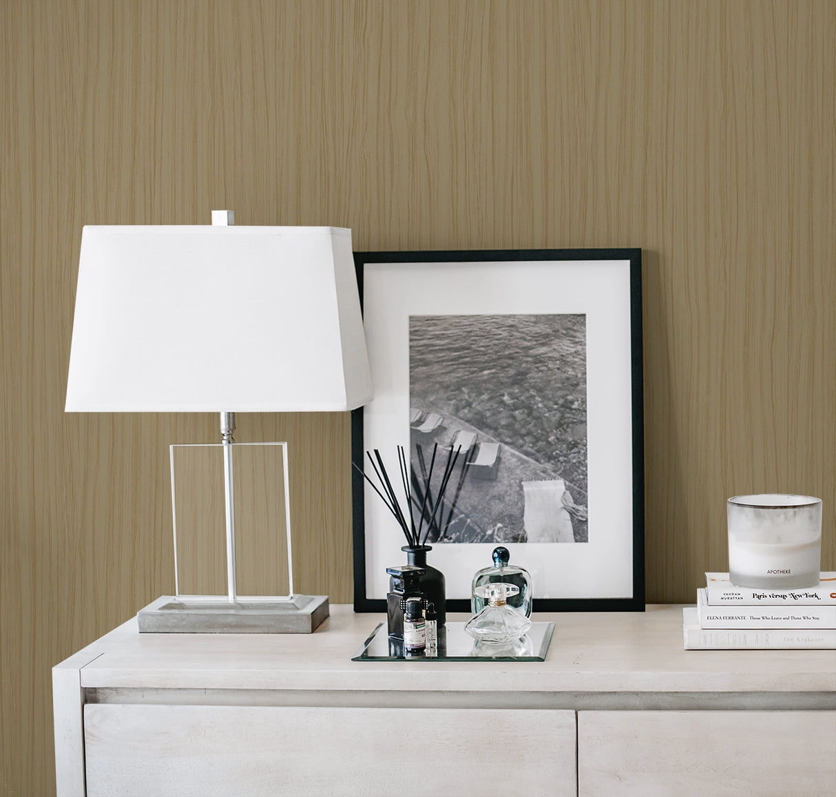 Salo Latte by A Lot More Textures Stria Texture Vinyl Wallpaper – Seabrook Designs CP91707