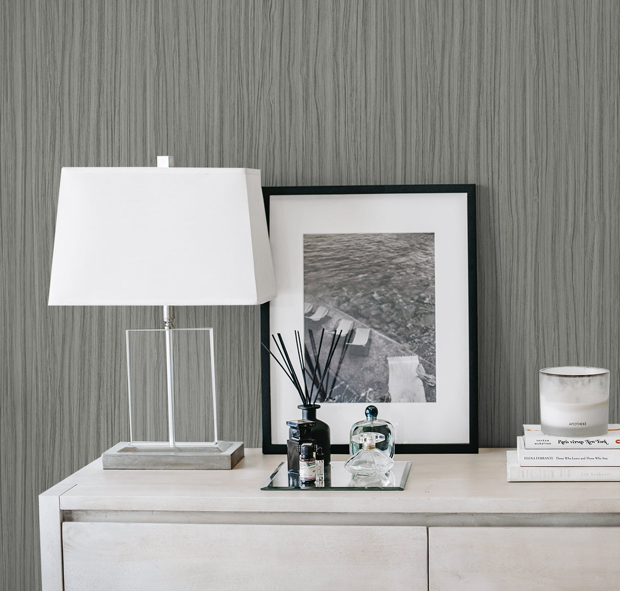 Salo Rhino Grey by A Lot More Textures Stria Textured Vinyl Wallpaper – Seabrook Designs CP91718