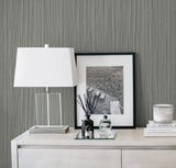 Salo Rhino Grey by A Lot More Textures Stria Textured Vinyl Wallpaper – Seabrook Designs CP91718