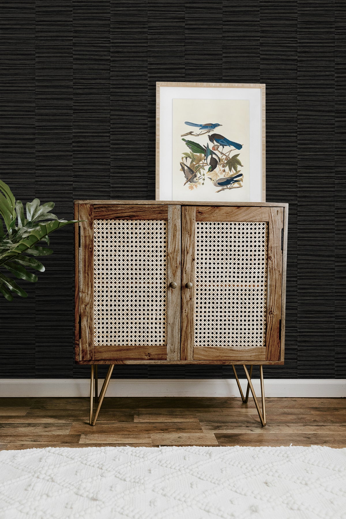 Forssa Jet by A Lot More Textures Textured Stripe Wallpaper – Seabrook Designs CP92010
