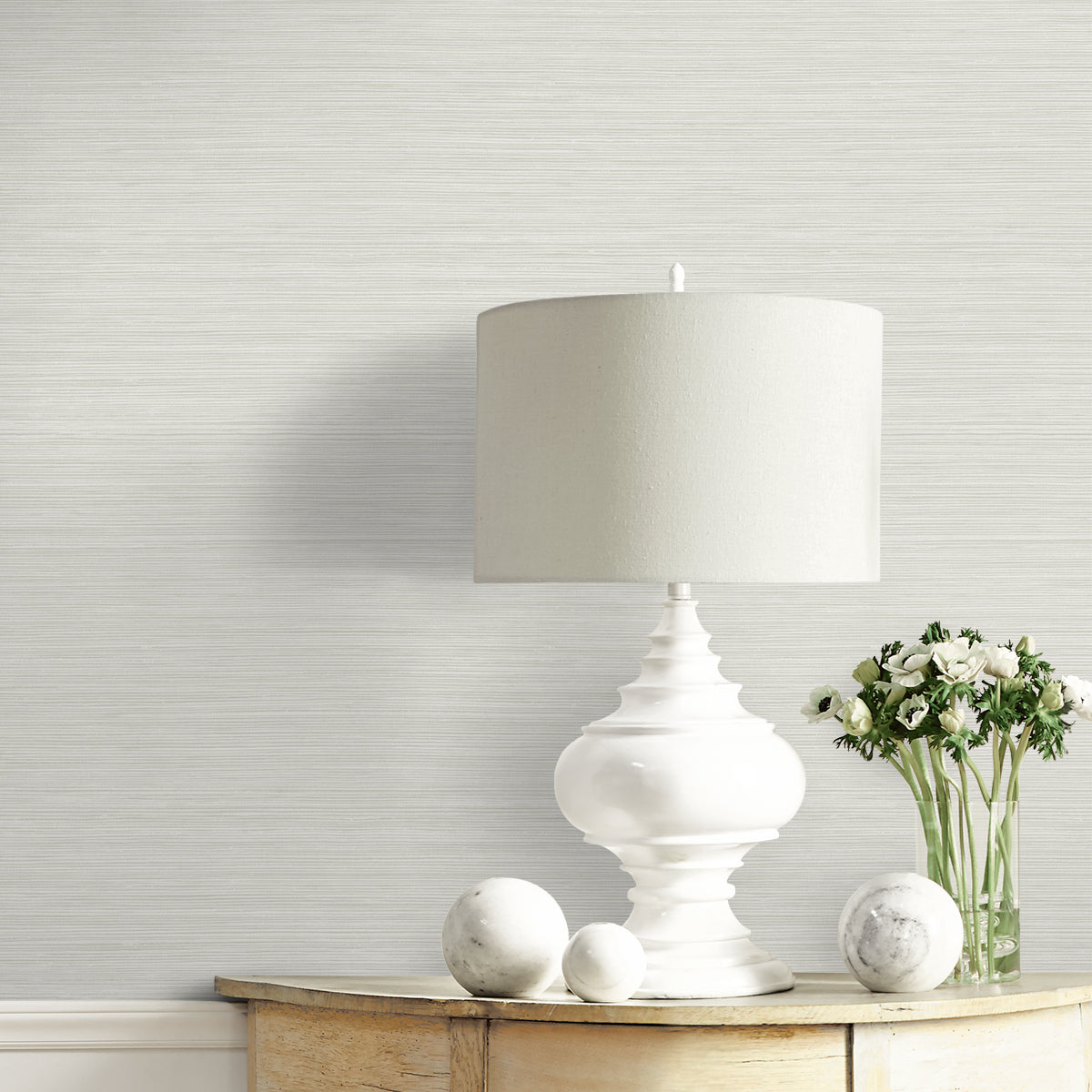 Lohja Winter White by A Lot More Textures Faux Grasscloth Wallpaper – Seabrook Designs CP92110