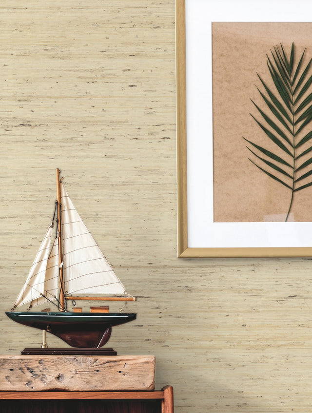 Arrowroot Off White Grasscloth Wallpaper with Natural Woven Texture - York CP9345