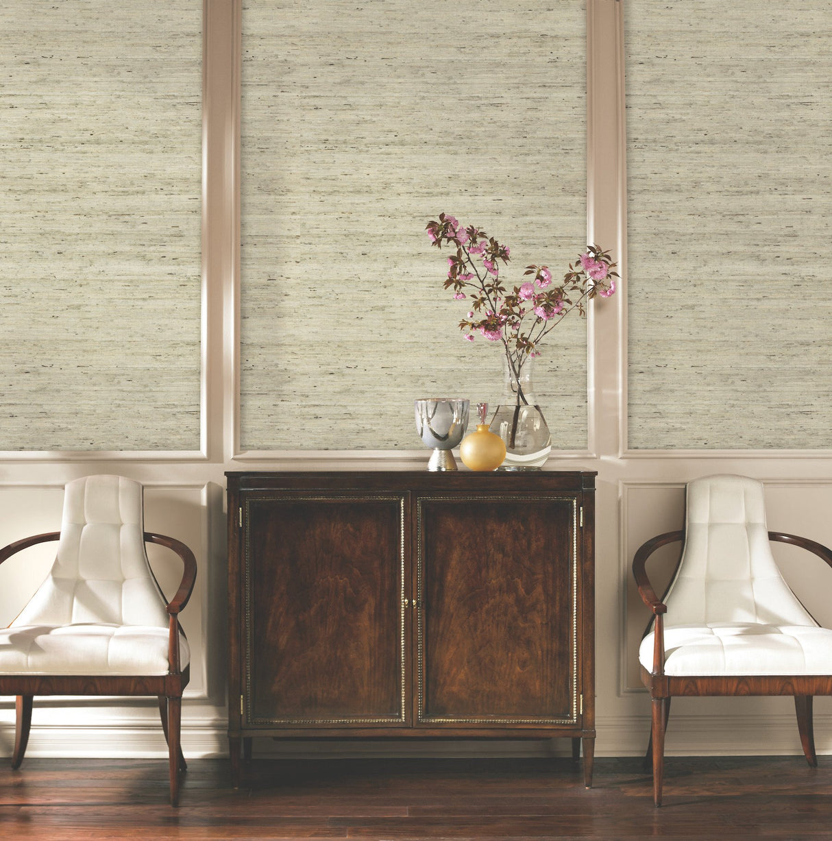 Grasscloth Blue Wallpaper with Natural Woven Texture - York CP9348