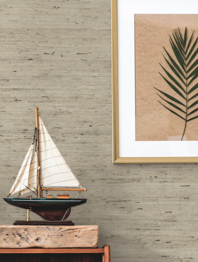 Grasscloth Blue Wallpaper with Natural Woven Texture - York CP9348
