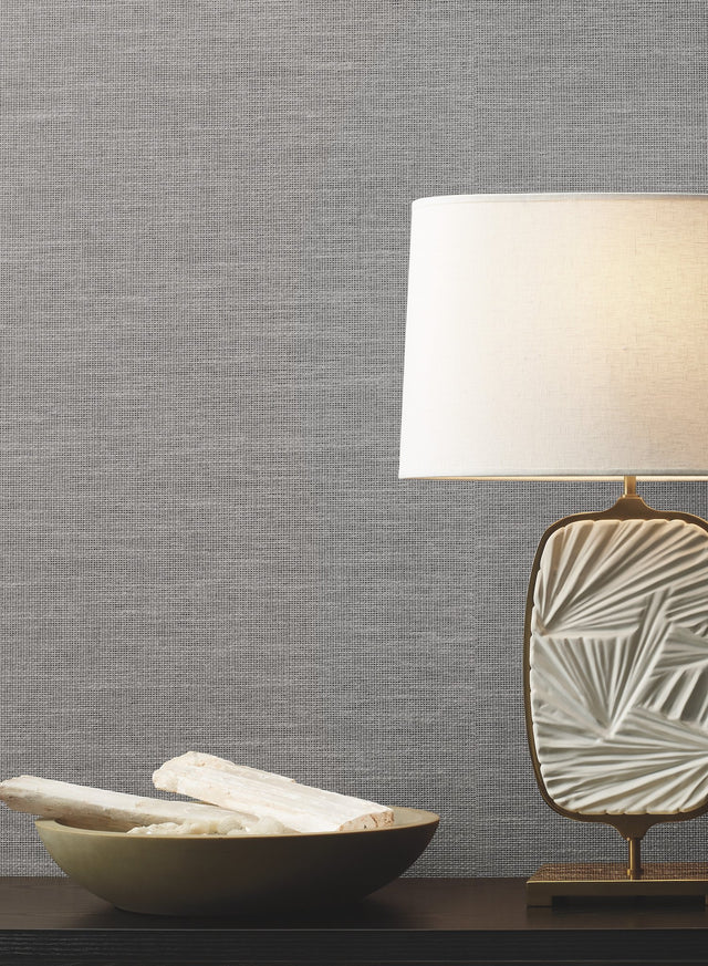 Madeira Blue Fog Paper Weave/String Wallpaper with Textured Woven Bohemian Style - York CR9203