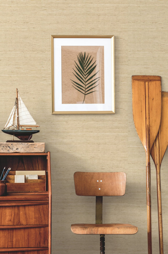 Arrowroot Cream Grasscloth Non Woven Wallpaper - York CV4401