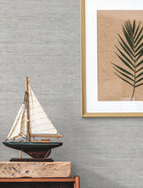 Arrowroot Light Blue Grasscloth Non Woven Wallpaper - York CV4402