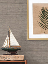 Arrowroot Brown Grasscloth Non Woven Wallpaper - York CV4403