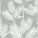 King Palm Silhouette Grey Wallpaper with Botanical Palm Motif - York CV4412