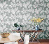 King Palm Silhouette Grey Wallpaper with Botanical Palm Motif - York CV4412