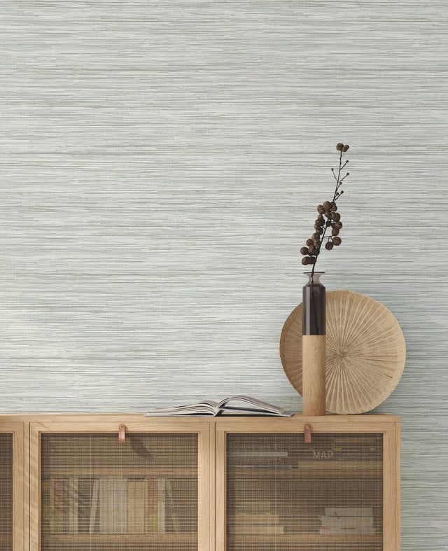 Bahiagrass Grey Faux Grasscloth Textured Prepasted Wallpaper - York CV4414