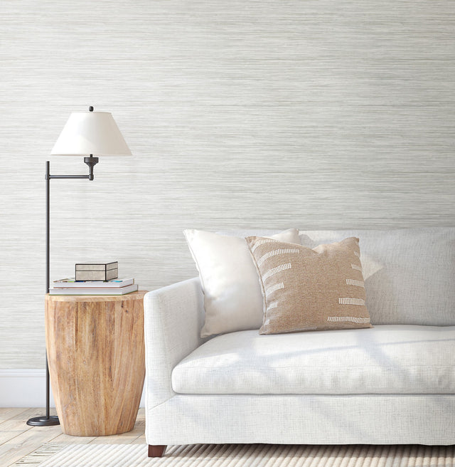 Bahiagrass Grey Faux Grasscloth Textured Prepasted Wallpaper - York CV4414