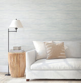 Bahiagrass Blue Faux Grasscloth Prepasted Wallpaper - York CV4415