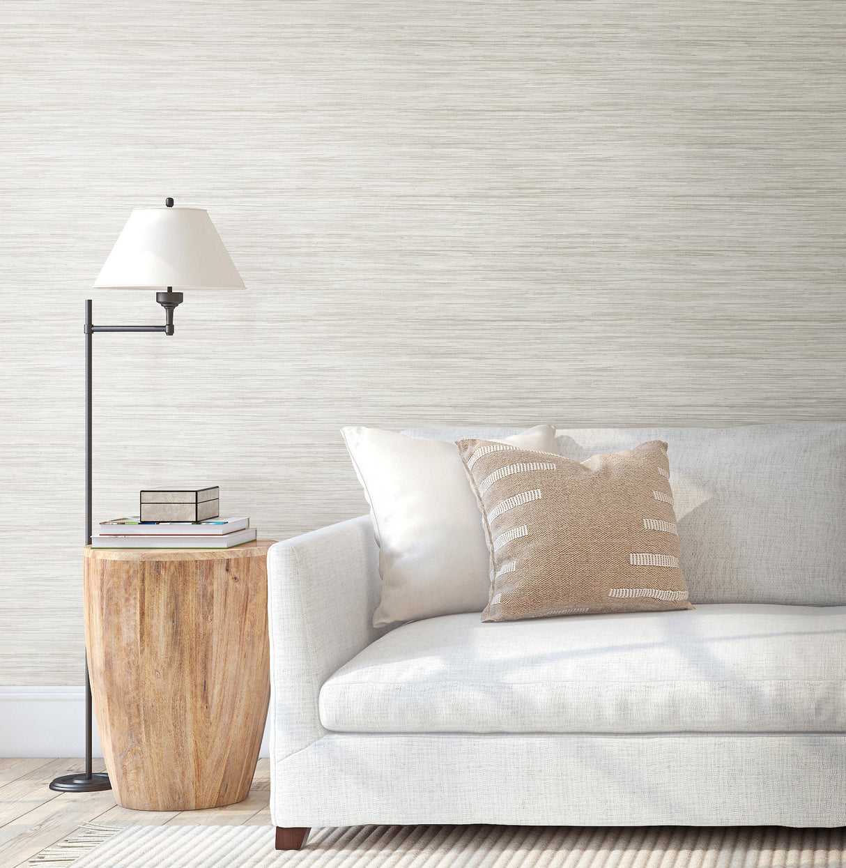 Bahiagrass Beige Faux Grasscloth Wallpaper with Textured Horizontal Weave - York CV4416