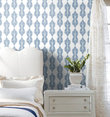 Broadsands Botanica Blue Wallpaper with Botanical Leaf Medallion - York CV4423