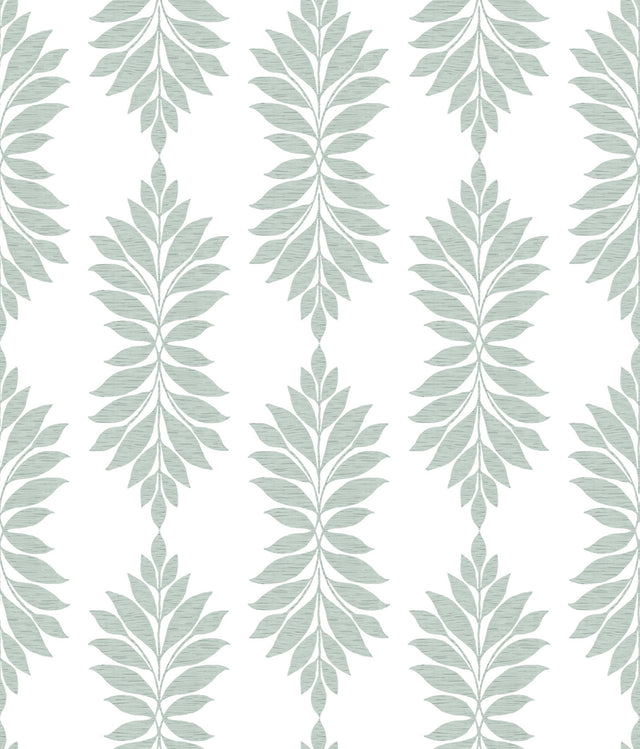 Broadsands Botanica Light Green Wallpaper with Botanical Leaf Medallion - York CV4425