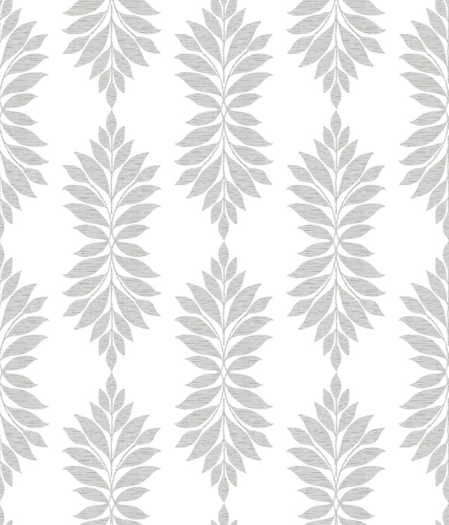 Broadsands Botanica Light Grey Wallpaper with Botanical Leaf Medallion Pattern - York CV4428
