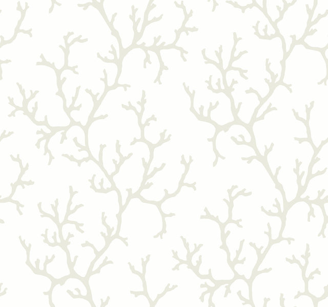 Coral Island White Wallpaper with Nautical Coral Motif - York CV4431