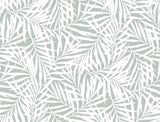 Oahu Fronds Light Green & White Wallpaper with Botanical Leaf Motif - York CV4434