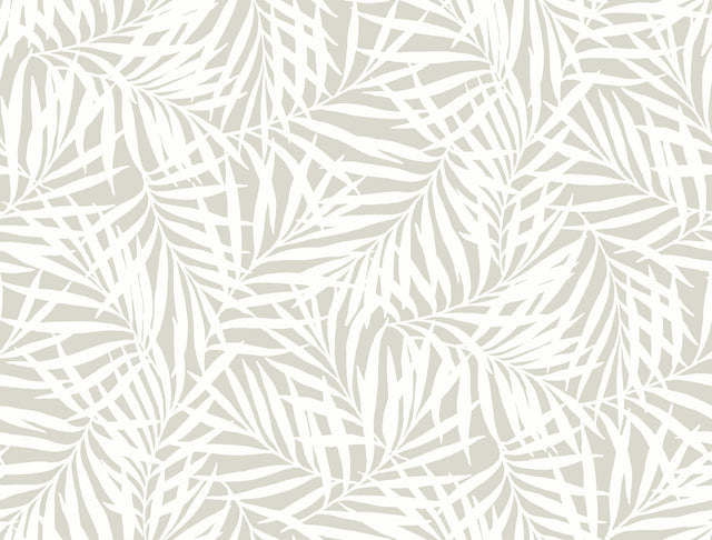 Oahu Fronds Cream & Off White Wallpaper with Botanical Tropical Leaf Motif - York CV4436