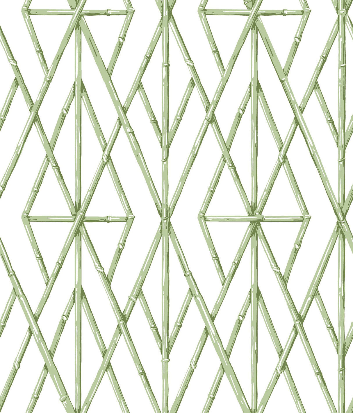 Riviera Bamboo Trellis Green Wallpaper with Geometric Bamboo Lattice - York CV4451