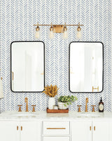 Painted Herringbone Navy Wallpaper with Small Prints Pattern, Sure Strip Prepasted - York CV4455
