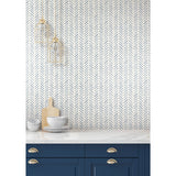 Painted Herringbone Navy Wallpaper with Small Prints Pattern, Sure Strip Prepasted - York CV4455