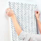Painted Herringbone Navy Wallpaper with Small Prints Pattern, Sure Strip Prepasted - York CV4455
