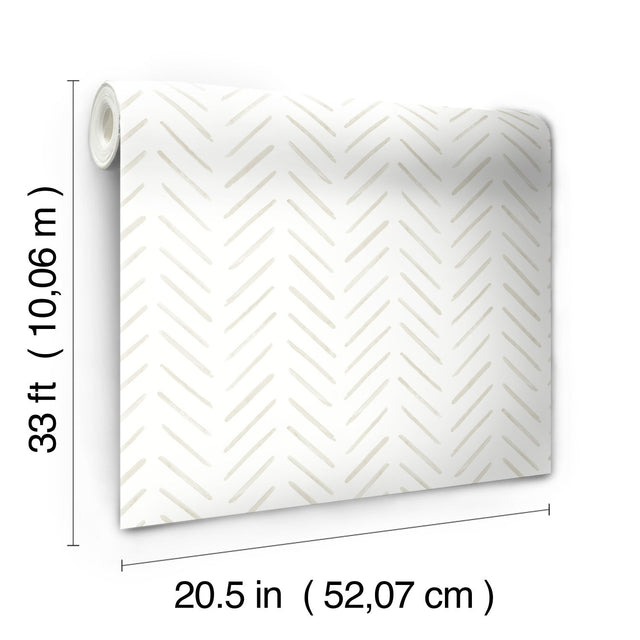Painted Herringbone Off White Wallpaper with Small Prints Herringbone Motif - York CV4456