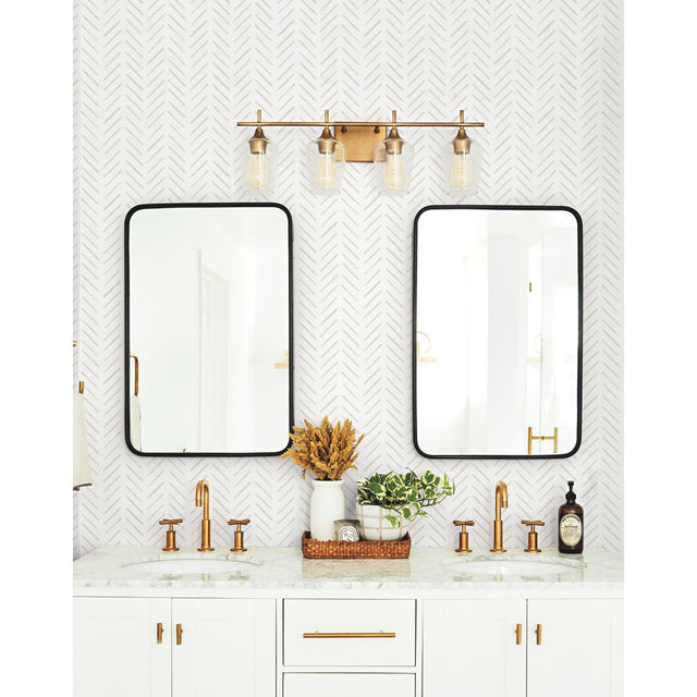 Painted Herringbone Off White Wallpaper with Small Prints Herringbone Motif - York CV4456