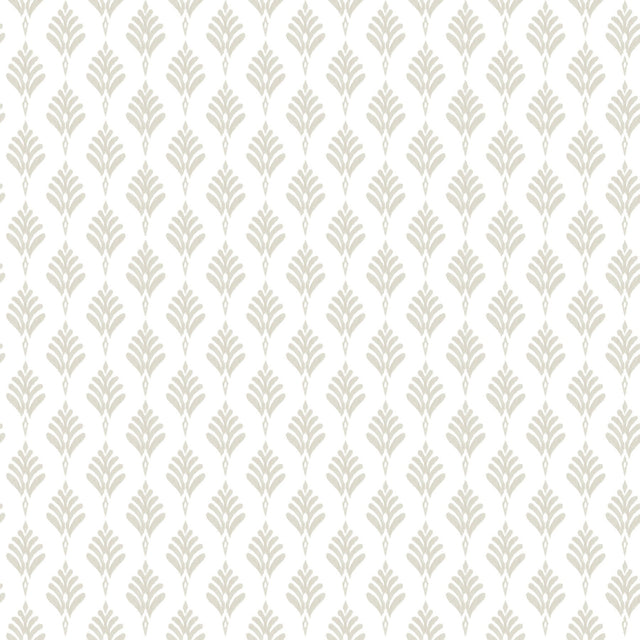 French Scallop Off White Wallpaper with Small Print Ikat Motif - York CV4458