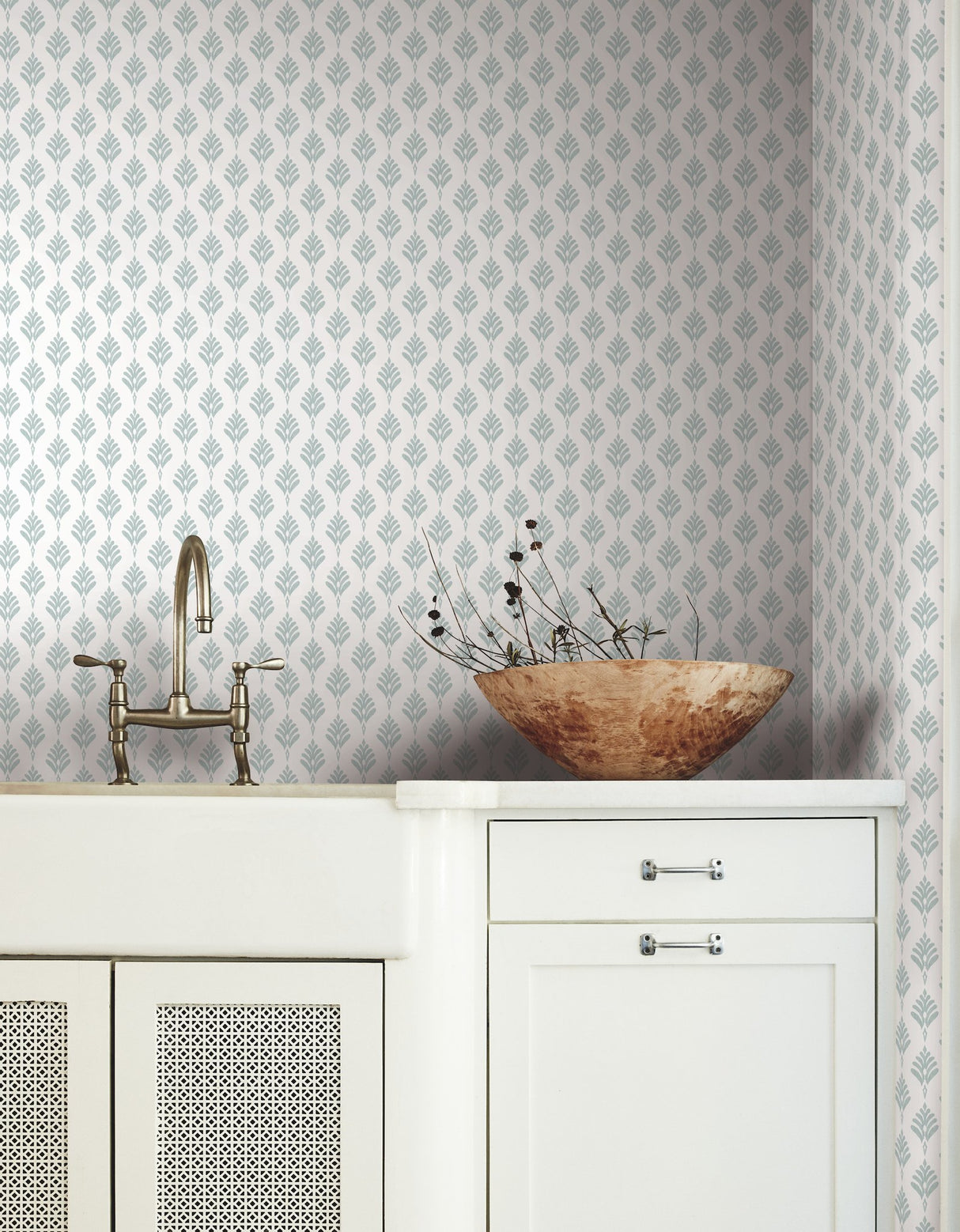 French Scallop Light Grey Ikat Small Print Prepasted Wallpaper - York CV4460