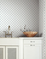 French Scallop Light Grey Ikat Small Print Prepasted Wallpaper - York CV4460