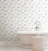 Full Sails Blue & Red Prepasted Wallpaper with Coastal Sailboat Motif - York CV4461