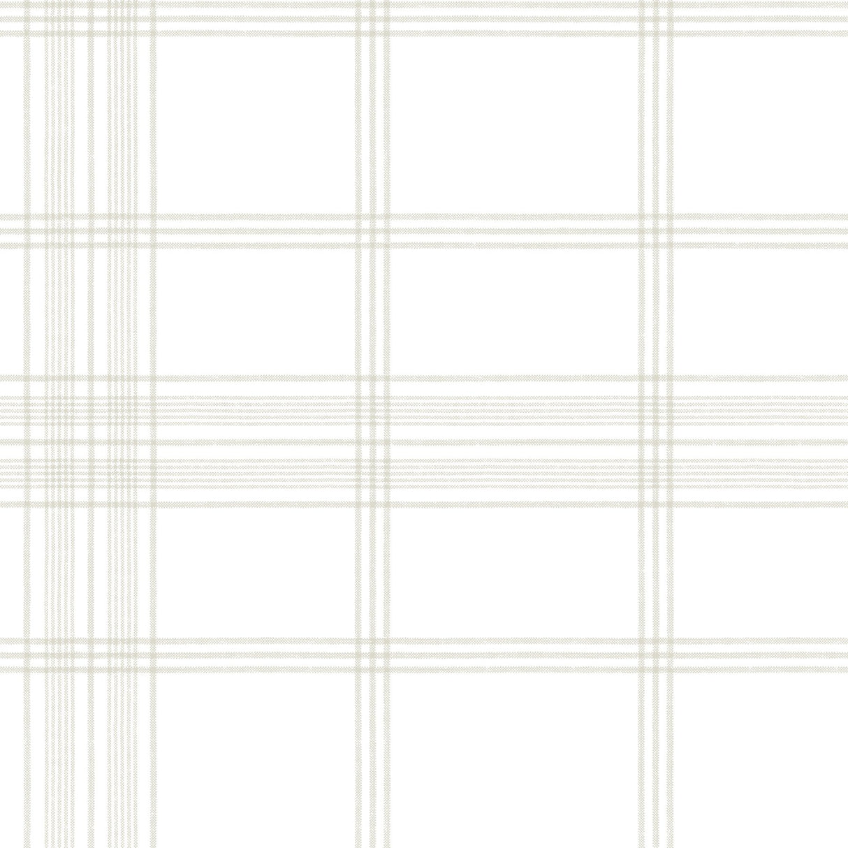 Charter Plaid Off White Wallpaper with Windowpane Plaid Pattern, Sure Strip Prepasted - York CV4466