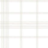 Charter Plaid Off White Wallpaper with Windowpane Plaid Pattern, Sure Strip Prepasted - York CV4466