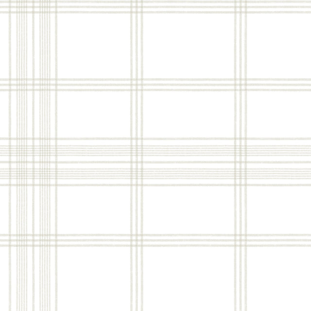 Charter Plaid Off White Wallpaper with Windowpane Plaid Pattern, Sure Strip Prepasted - York CV4466