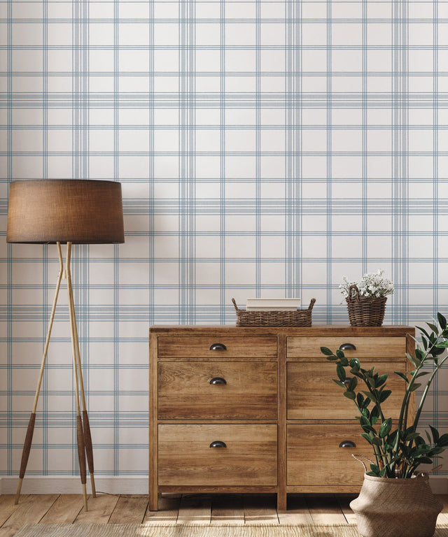 Charter Plaid Blue Wallpaper