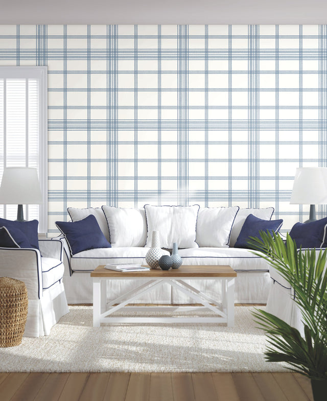 Charter Plaid Blue Wallpaper