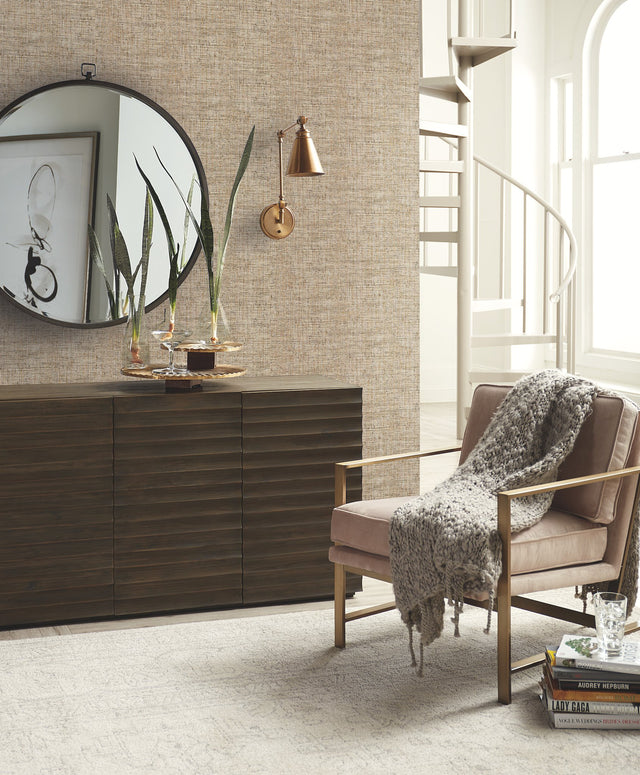 Papyrus Weave Brown Faux Grasscloth Prepasted Wallpaper - York CY1555
