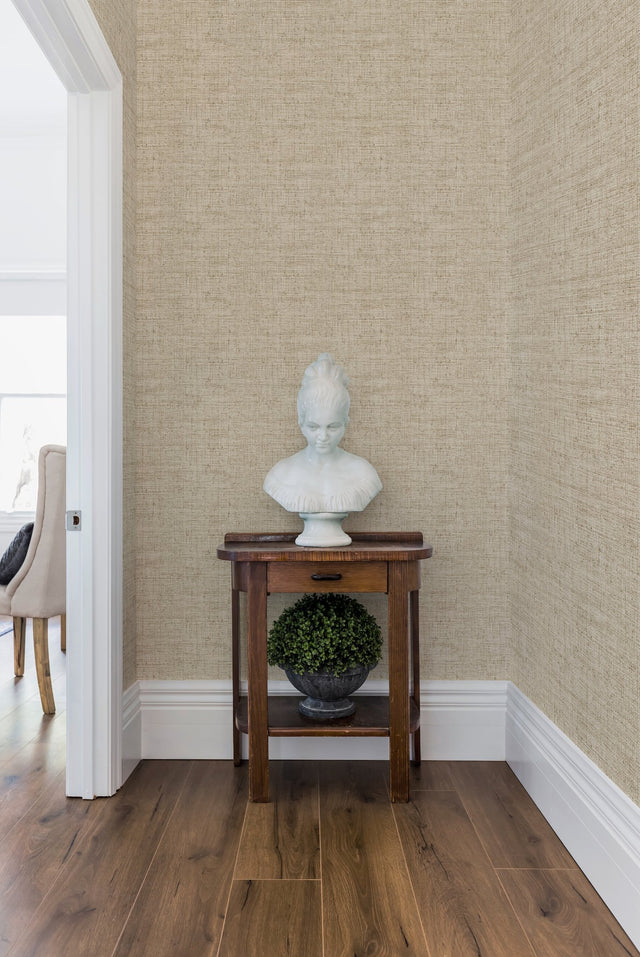 Papyrus Weave Beige Wallpaper Faux Grasscloth Sure Strip - York CY1556