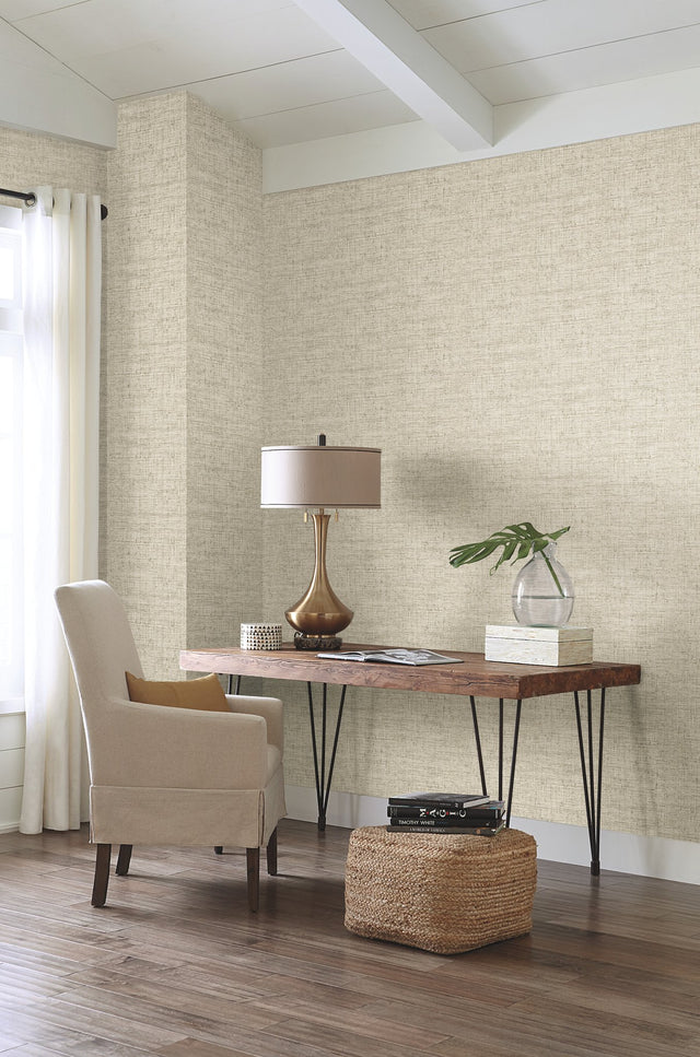 Papyrus Weave Beige Wallpaper Faux Grasscloth Sure Strip - York CY1556